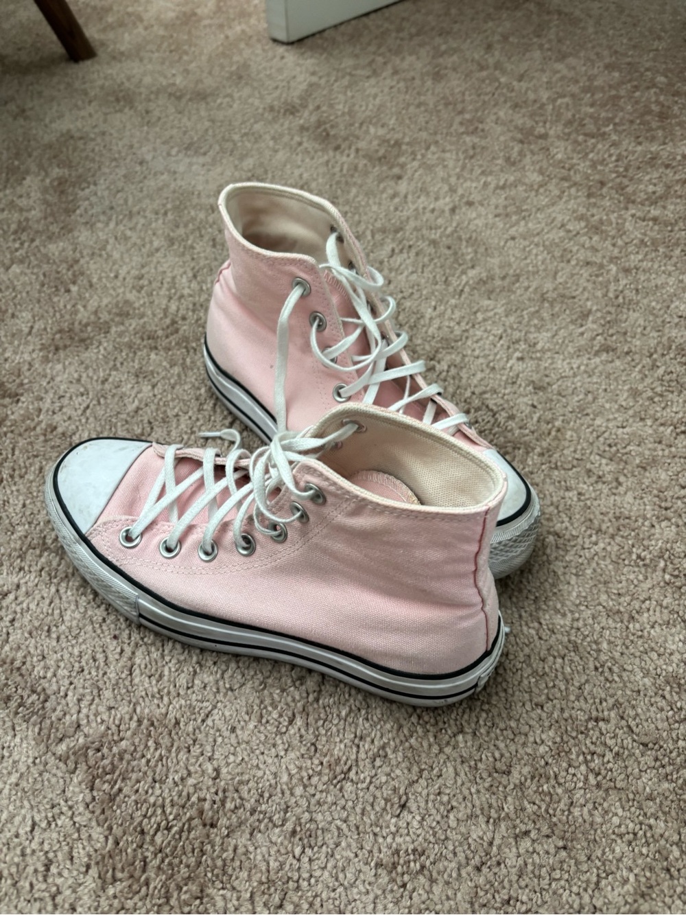 Converse High-Top Canvas Sneakers in Pale Pink - Picture 3 of 7